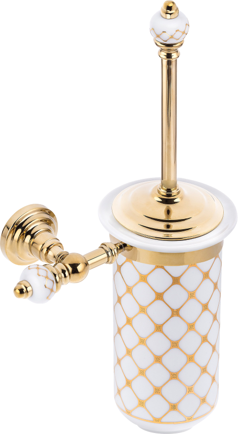 Pure Geometrik Beyaz Altın / Pvd Gold Montajlı Klozet Fırçalık Aks-106 AKS-106