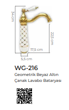 Geometrik Beyaz Altın Çanak Lavabo Bataryası