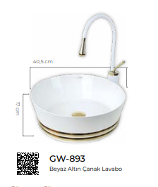 Beyaz Altın Tezgah Üstü Çanak Lavabo