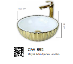 Pure Gold Beyaz Tezgah Üstü Çanak Lavabo Gw-892