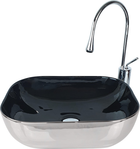 Pure Gümüş Siyah Tezgahüstü Çanak Lavabo Sb-525