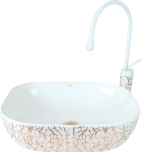 Marble Beyaz Bronz Çanak Lavabo