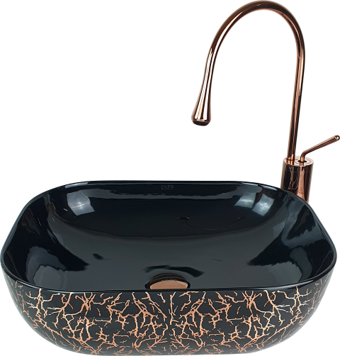 Pure Marble Parlak Siyah Bronz Tezgah Üstü Çanak Lavabo Tr-130