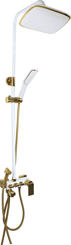 Pure Metro Şataflı Beyaz Gold Banyo Armatür / Duş takımi Mwg-2021 MWG-2021
