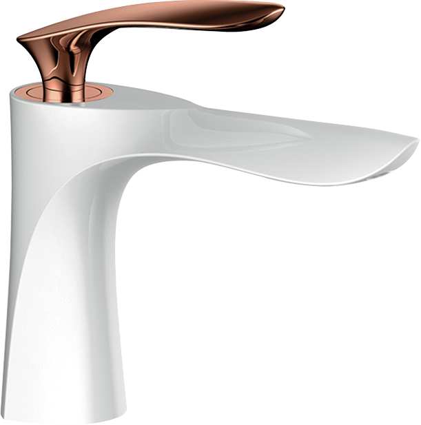 Royal Beyaz Rose Gold Lavabo Bataryası