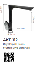 Royal Siyah Krom Mutfak Eviye Bataryası