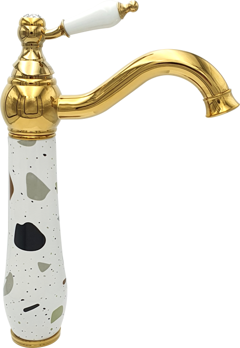 Terrazzo Altın Çanak Lavabo Bataryası