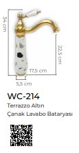 Terrazzo Altın Çanak Lavabo Bataryası
