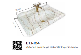 Pure Victorian Rainf.Beige Krem Etajerli Lavabo Etj-104