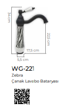 Zebra Siyah Beyaz Çanak Lavabo Bataryası