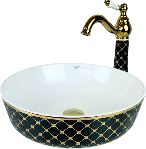 Pure Geometrık Sıyah Gold Çanak Lavabo Tr-135 TR-135