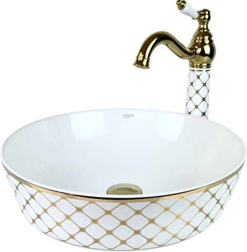 Pure Geometrık Beyaz Gold Çanak Lavabo Tr-136 TR-136