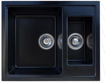 Vinox Siyah Çift Göz Granit Eviye 59,5x49 Vx003