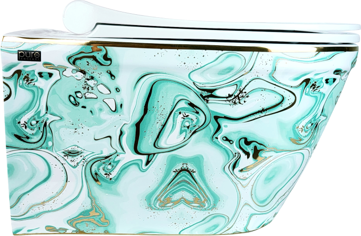 Pure Ebru Yesıl  Altın Kanalsız Asma Klozet Wh-132+Soft Kapak