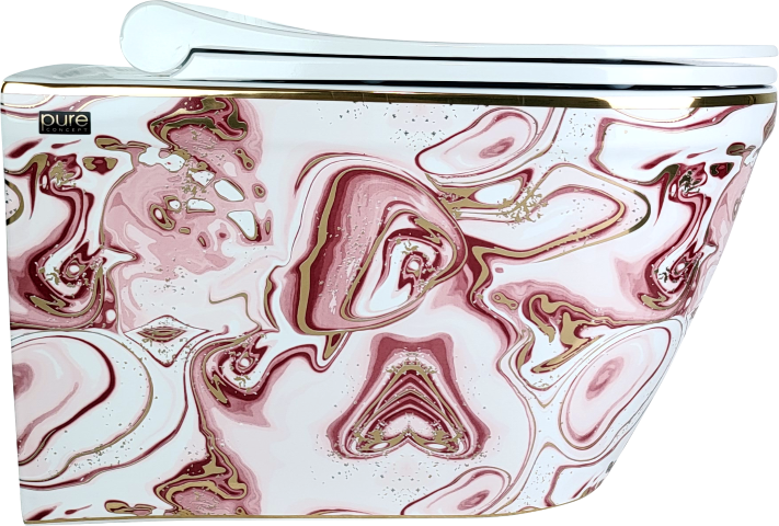 Pure Ebru Pembe Altın Kanalsız Asma Klozet Wh-133+Soft Kapak