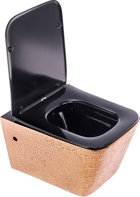 Pure Crocodıle Bronz Sıyah Kanalsız Asma Klozet Wh-774+Soft Kapak