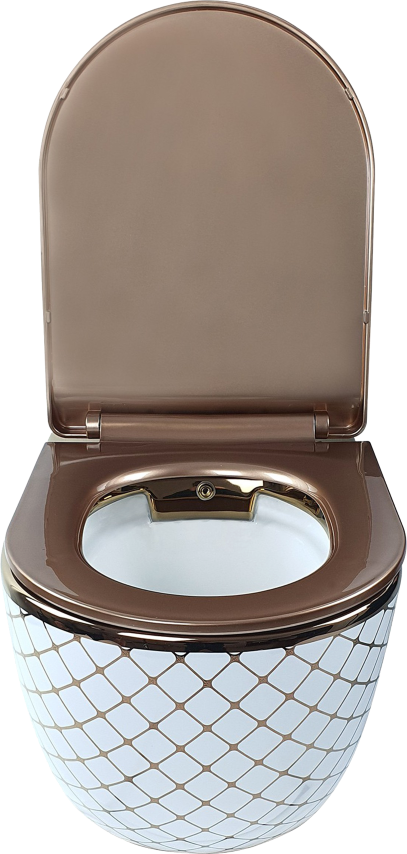 Pure Geo. Beyaz Bronz Kanalsız Asma Klozet Wh-800+Soft Kapak WH-800+CS-23