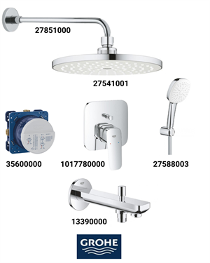 Cubeo Ankastre Banyo Bataryası Seti Gagadan Yönlendiricili (Oval Tepe Duşlu) 101778SET4