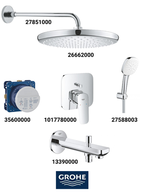 Cubeo Ankastre Banyo Bataryası Seti Gagadan Yönlendircili (Geniş Oval Tepe Duşlu) 101778SET5