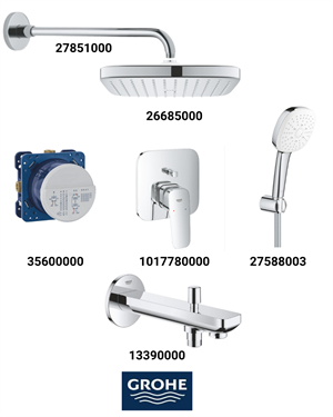 Cubeo Ankastre Banyo Bataryası Seti Gagadan Yönlendiricili(Kare Tepe Duşlu) 101778SET6