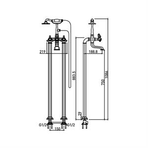 Newarc Hexa Tabandan Banyo Bataryası - Krom 104505
