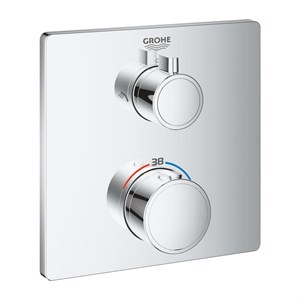 Grohtherm Termostatik Ankastre Banyo Bataryası Seti Kare Gagadan Yönlendiricili(Kare Tepe Duşlu)