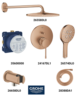 Essence Ankastre Banyo Bataryası Seti 310 Oval Tepeduşlu (Fırçalı Bronz)