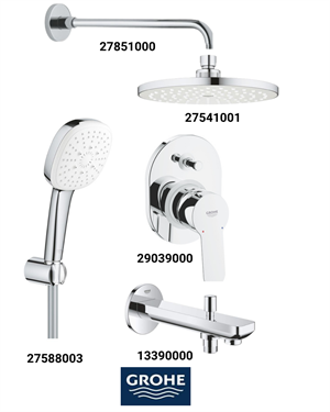 Bauedge Ankastre Banyo Bataryası Seti Gagadan Yönlendircili (Oval Tepe Duşlu) 29039SET4