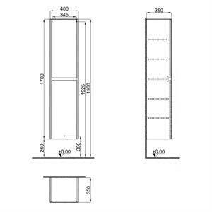 Kale İdea 40 Cm Boy Dolabı (Sepetsiz) Sağ/Sol Parlak Antrasit