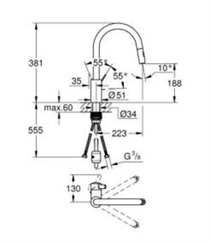 Grohe Eurosmart Sipralli Evye Batarya