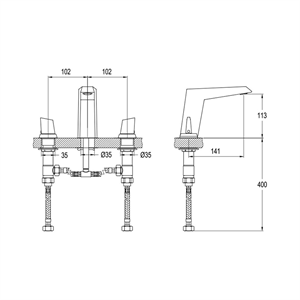 Kale Diamante 3 Delikli Lavabo Bataryası 
