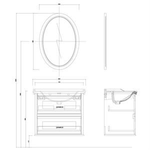 Kale Mıro 80 Cm Set (Lavabo Dolabı+Ayna) Mat Beyaz