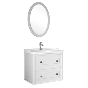 Kale Mıro 80 Cm Set (Lavabo Dolabı+Ayna) Mat Beyaz