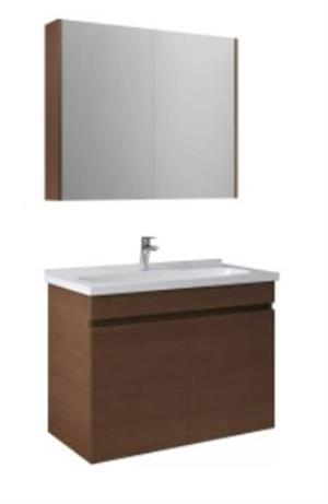 Krea Kapaklı takım 80Cm Modern Cevız (Lavabo+Lavabo Dolabı+Ayna Dolabı)