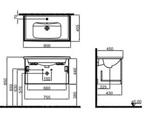 Mood 80cm takım (Lavabo Dolabı+Lavabo)Msy/Pas.A *Ayna Dahildir*