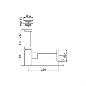 Sıfon Takımları Corner Lavabo Sıfonu Süzgeçlı - Altın 760521g