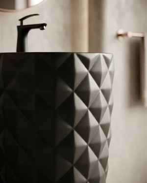 Crystal Mat Siyah Monoblok Lavabo