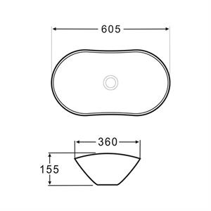 E-2113M5 Tezgah Üstü Porselen Lavabo E-2113M5