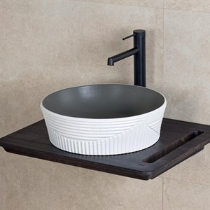 E-W1502MKG Tezgah Üstü Lavabo Mat Koyu Gri & Beyaz