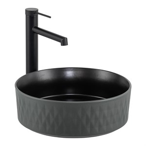 E-W5001GS Tezgah Üstü Lavabo Mat Gri & Siyah