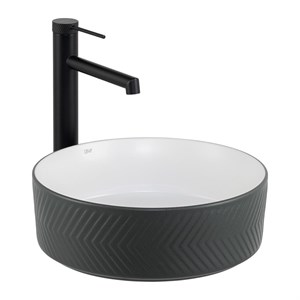 E-W5002GB Tezgah Üstü Lavabo Mat Gri & Parlak Beyaz