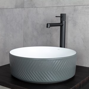 E-W5002GB Tezgah Üstü Lavabo Mat Gri & Parlak Beyaz