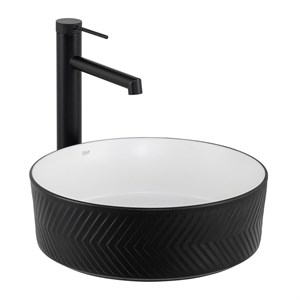 E-W5002SB Tezgah Üstü Lavabo Mat Siyah & Parlak Beyaz