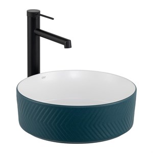 E-W5002YB Tezgah Üstü Lavabo Mat Yeşil & Parlak Beyaz
