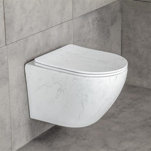 ET-W1200M8 Asma Klozet Mermer Desenli Mat Beyaz