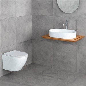 ET-W1200M8 Asma Klozet Mermer Desenli Mat Beyaz