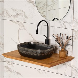 EY-7033S Tezgah Üstü Lavabo Beyaz & Altın