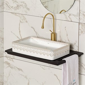 EY-7034 Tezgah Üstü Lavabo Beyaz & Altın