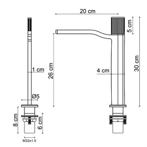 FA-7022 Yüksek Lavabo Bataryası Mat Altın