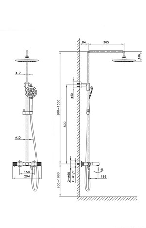 FM-2155 Siyah Duş Ünitesi